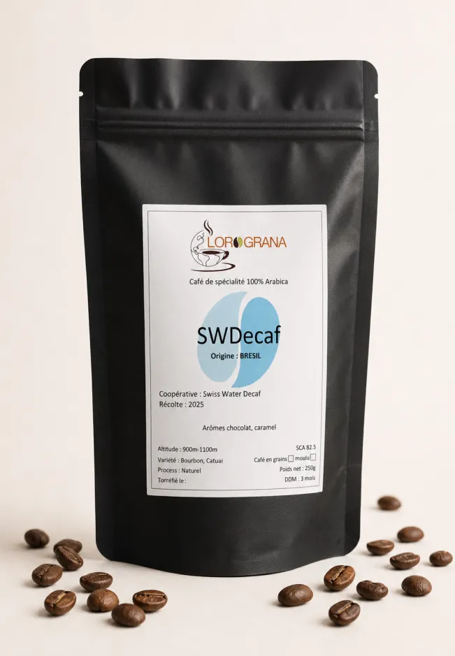 Découvrez le SW-Decaf, un café décaféiné de spécialité fraîchement torréfié par Lorograna. Une alternative idéale pour profiter d’une tasse de café aux arômes riches et équilibrés, tout en limitant la caféine.