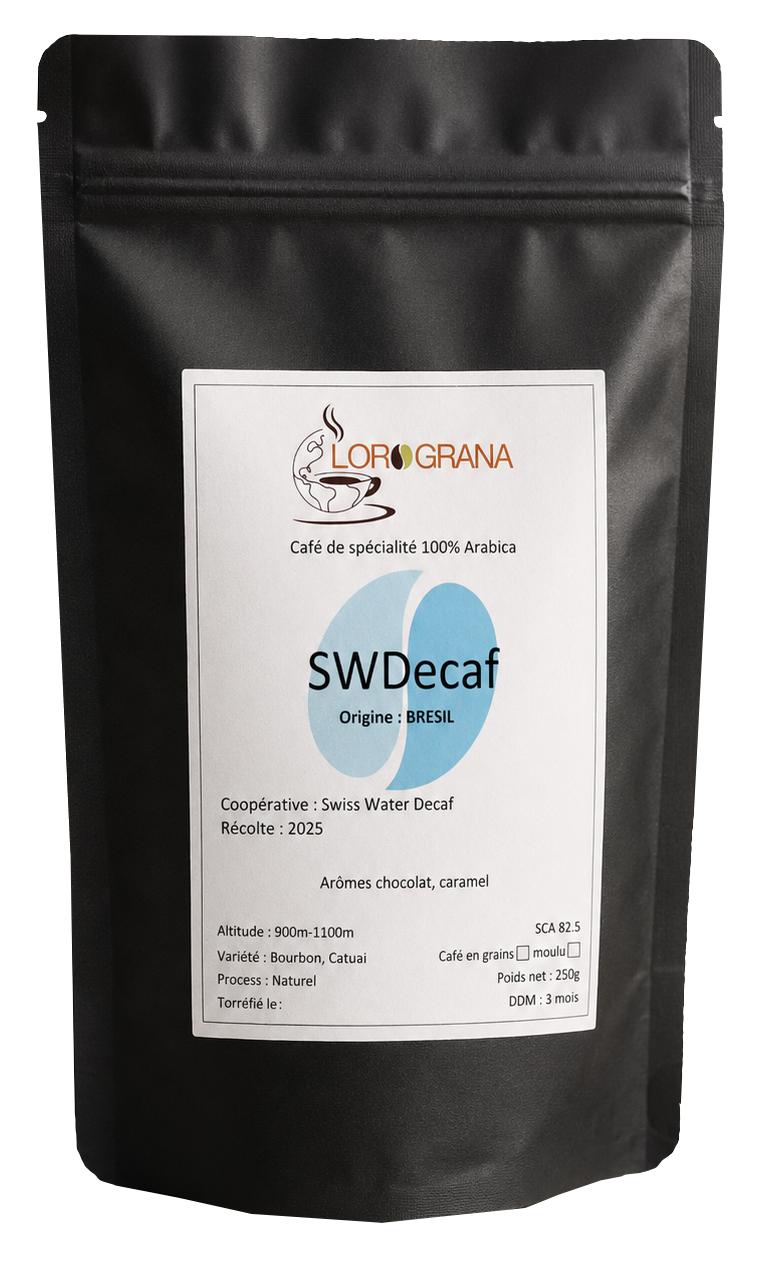 Le café décaféiné SW Decaf bénéficie d’un procédé d’extraction du café vert (GCE) suivi pendant environ 10 heures. Le temps, la température et les niveaux de caféine sont contrôlés pour atteindre une élimination de 99,9 % de la caféine.